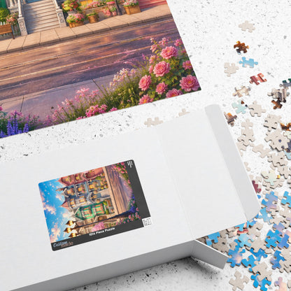 Printify Puzzle Whimsical Pastel Victorian Houses Jigsaw Puzzle | 520 or 1014 Pieces