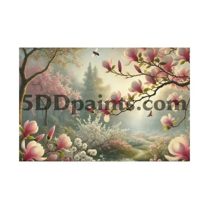 Printify Canvas 60" x 40" (Horizontal) / 1.25" Whispers of Spring – Pink Magnolia Pathway Canvas Wall Art