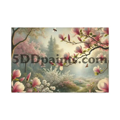 Printify Canvas 36″ x 24″ (Horizontal) / 1.25" Whispers of Spring – Pink Magnolia Pathway Canvas Wall Art