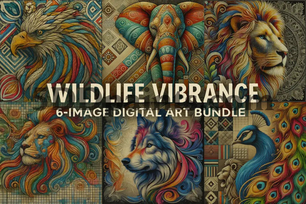 5DDPaints.com Wildlife Vibrance Animal Portraits – 6 High-Resolution Digital Art PNGs