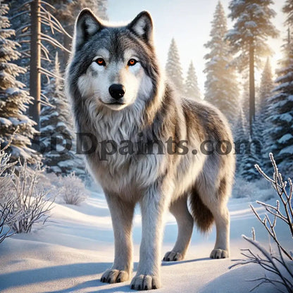 5DDPaints.com arts and crafts kit Winter Majesty Wolf Diamond Painting Kit