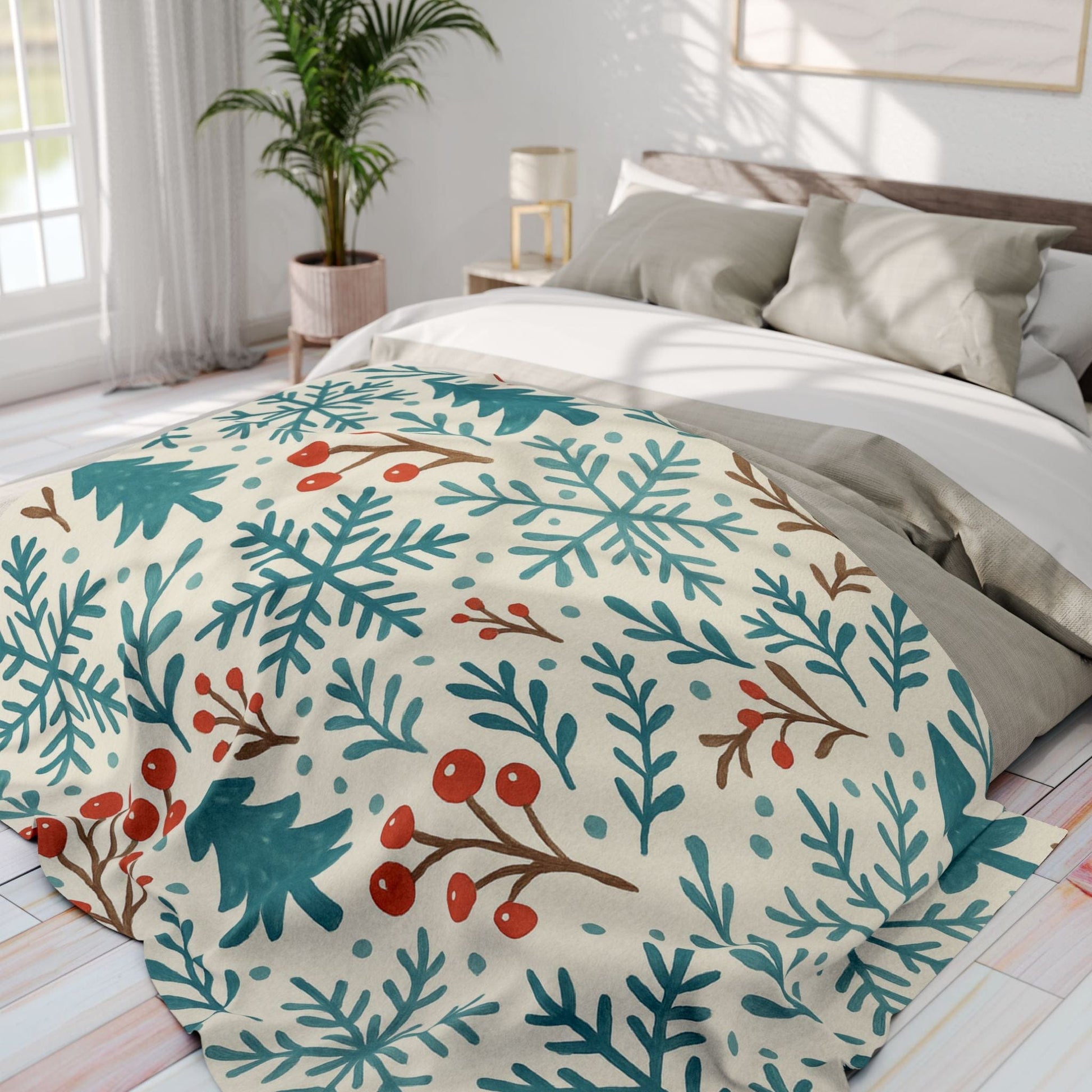 Printify Home Decor Winter Snowflake Christmas Arctic Fleece Blanket