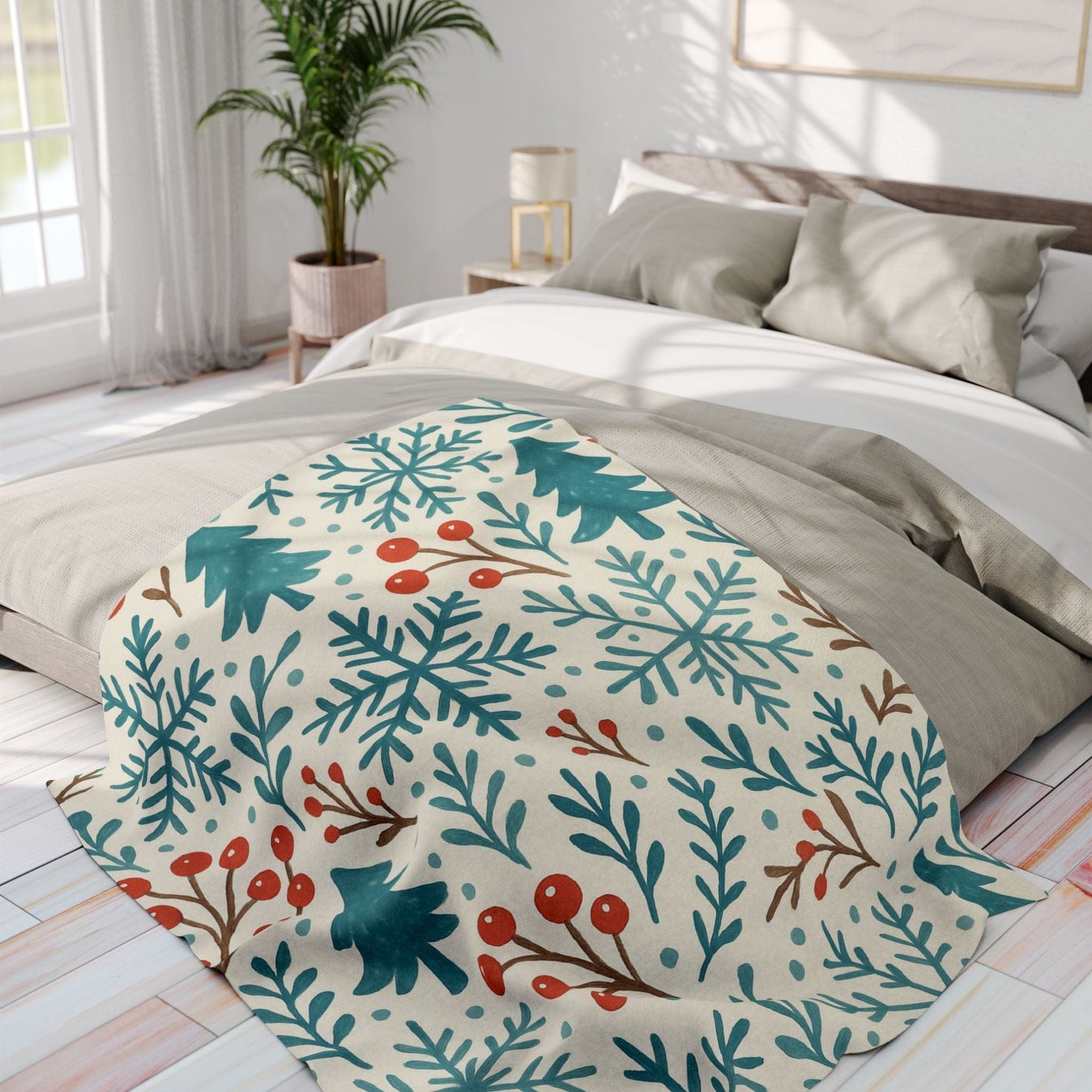 Printify Home Decor Winter Snowflake Christmas Arctic Fleece Blanket