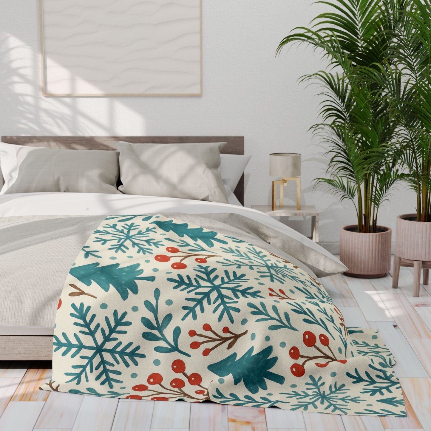 Printify Home Decor Winter Snowflake Christmas Arctic Fleece Blanket