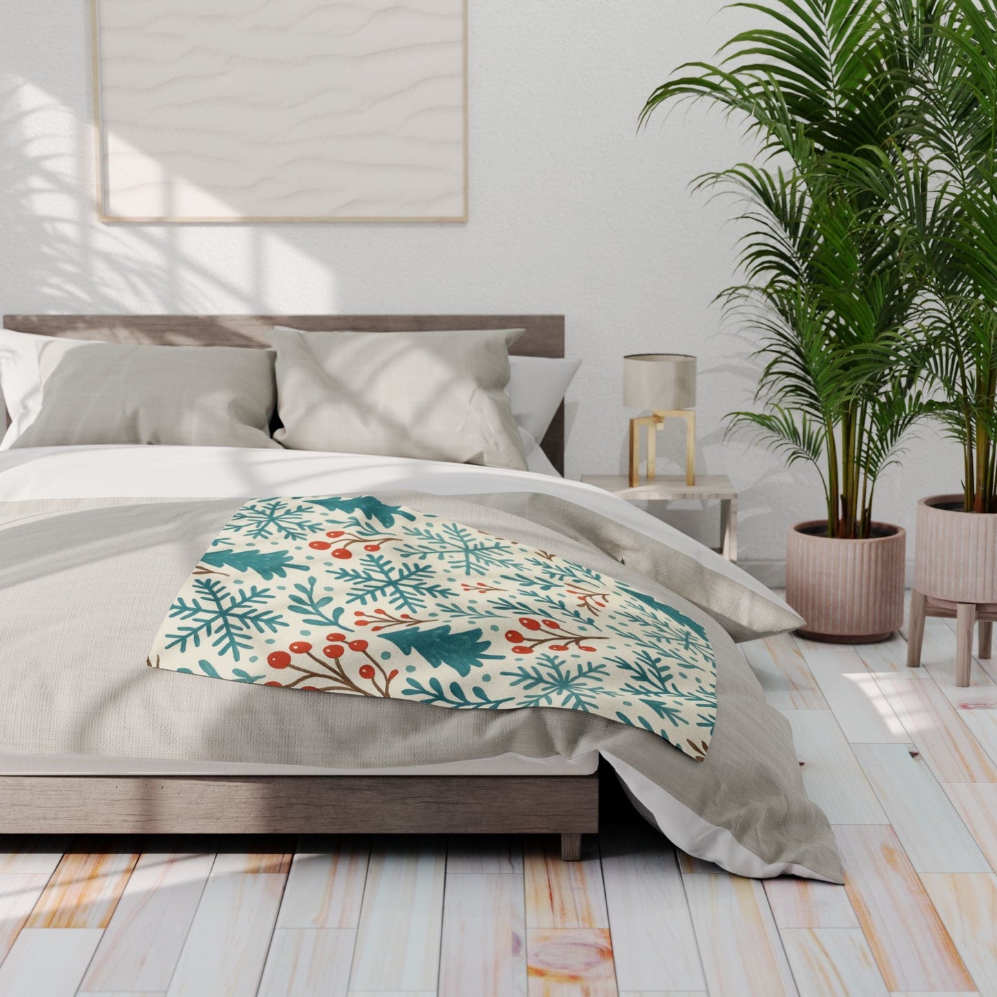 Printify Home Decor Winter Snowflake Christmas Arctic Fleece Blanket