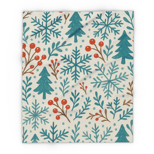 Printify Home Decor 50" × 60" Winter Snowflake Christmas Arctic Fleece Blanket