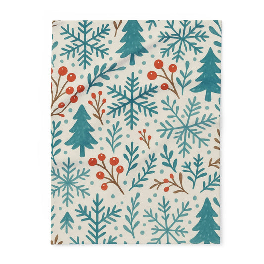 Printify Home Decor 30'' × 40'' Winter Snowflake Christmas Arctic Fleece Blanket