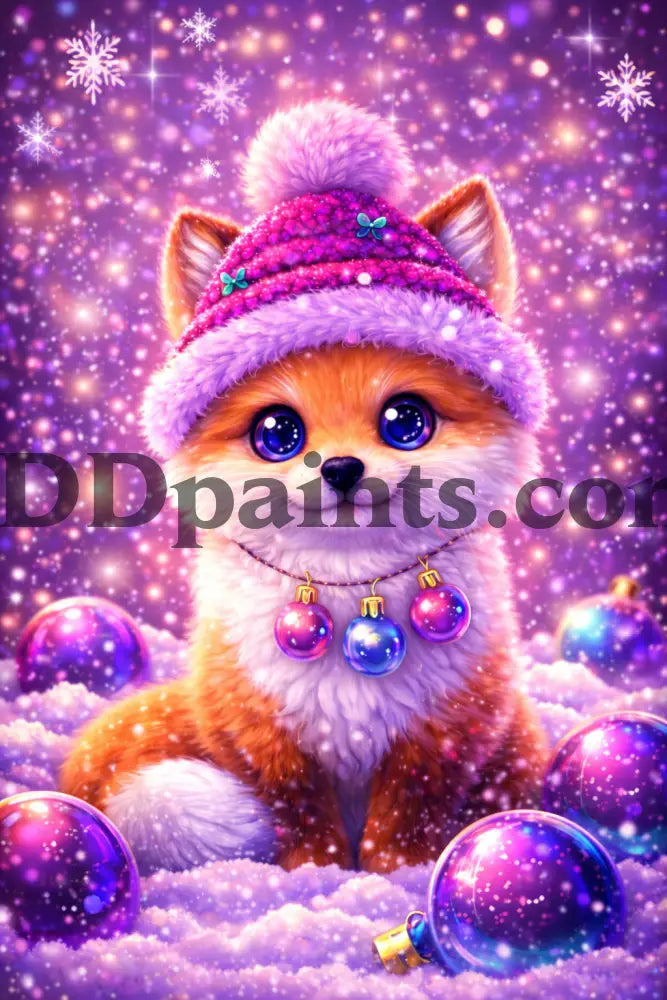 5DDpaints.com Art & Craft Kits Cozy Fox / 20x30 round Winter Whimsy Critters – Sparkling Holiday Animal Diamond Paintings
