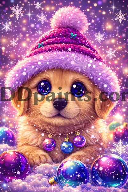 5DDpaints.com Art & Craft Kits Golden Puppy / 20x30 round Winter Whimsy Critters – Sparkling Holiday Animal Diamond Paintings