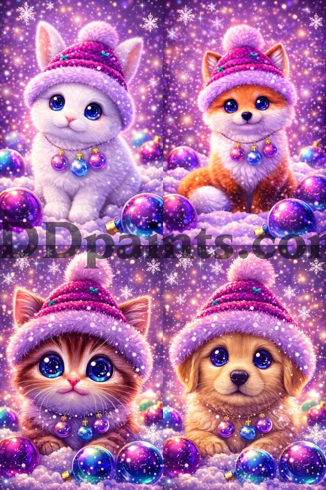 5DDpaints.com Art & Craft Kits Winter Whimsy Critters – Sparkling Holiday Animal Diamond Paintings