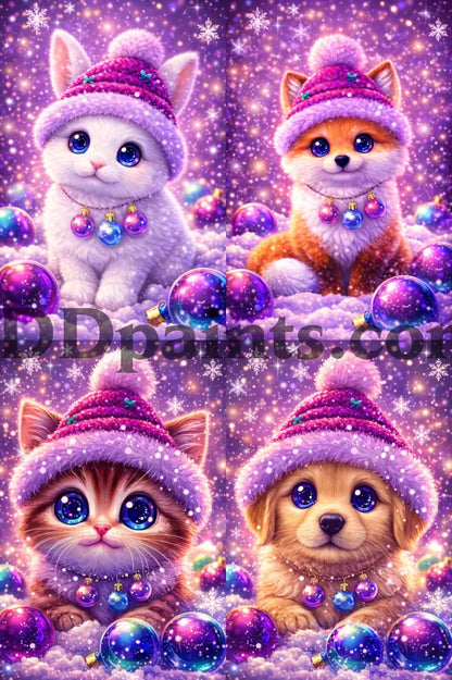 5DDpaints.com Art & Craft Kits Winter Whimsy Critters – Sparkling Holiday Animal Diamond Paintings