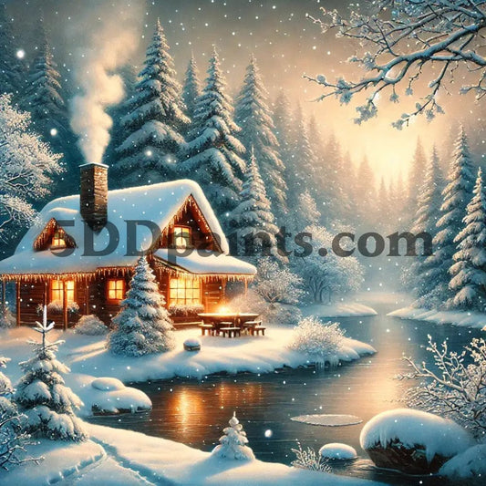 5DDPaints.com arts and crafts kit Winter Wonderland Retreat: Diamond Painting Kit