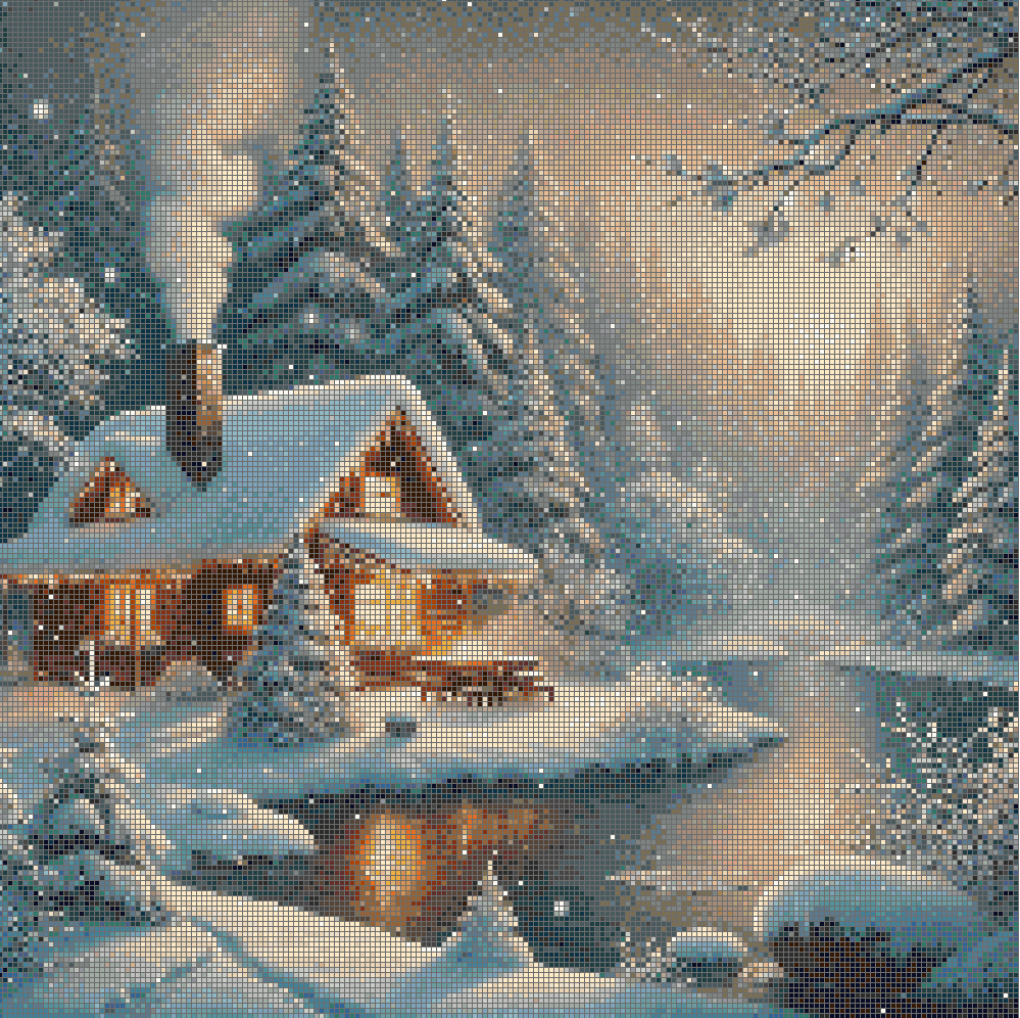 5DDPaints.com arts and crafts kit Winter Wonderland Retreat: Diamond Painting Kit