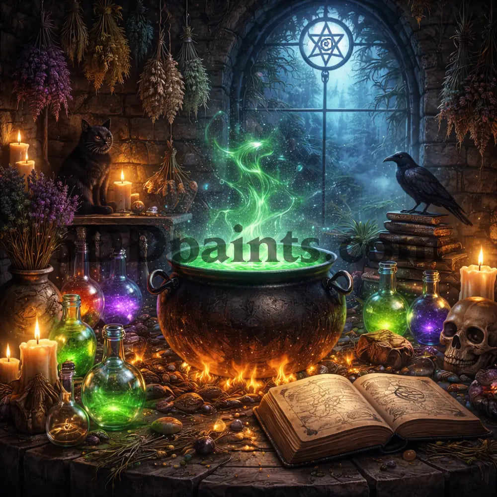5DDPaints.com arts and crafts kit Witch’s Potion Room Diamond Painting Kit
