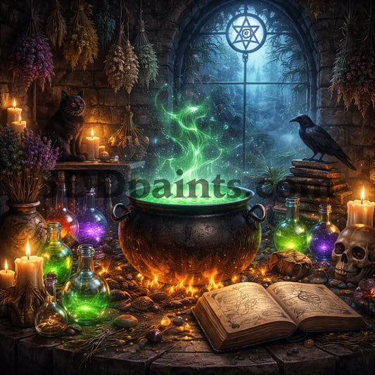 5DDPaints.com arts and crafts kit Witch’s Potion Room Diamond Painting Kit