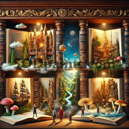 5DDPaints.com arts and crafts kit Worlds Within Books Diamond Painting Kit