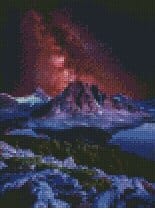 Amazello Arts & Crafts Round / 20 x 30 (8 x 12 in) 5 Diamond Painting Mountain Stars by the Lake