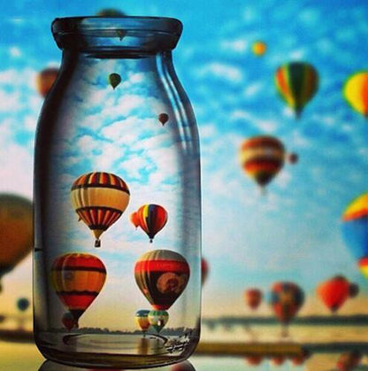 Amazello home decor 5D Diamond Painting Air Balloons in a Jar