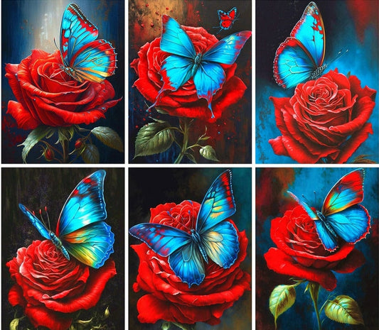 Amazello arts and crafts kit 5D Diamond Painting Beautiful Butterfly on a Rose