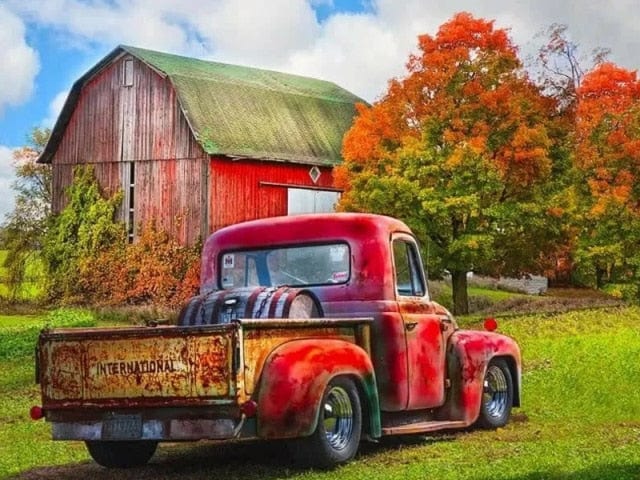 Amazello decoration 7153 / Square Drill 30x20cm 5D Diamond Painting Classic Truck