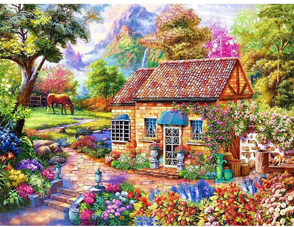 Amazello decoration 5D Diamond Painting Cottage and Garden