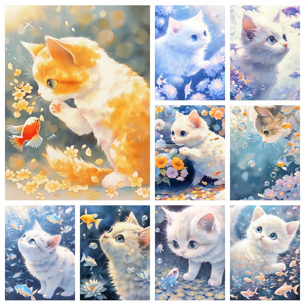 Amazello arts and crafts kit 5D Diamond Painting Cute Cat