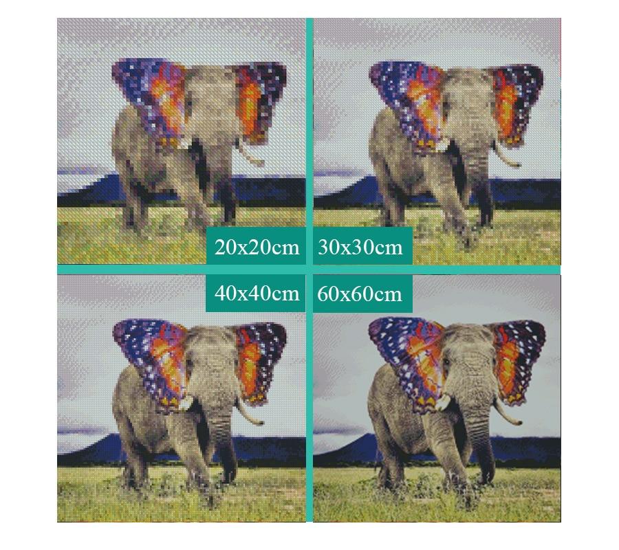 Amazello home decor 5D Diamond Painting Elephant with Butterfly Ears