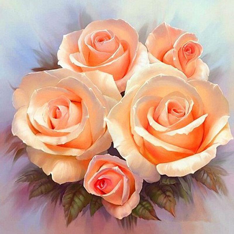 Amazello home decor 5D Diamond Painting Five Orange Flower