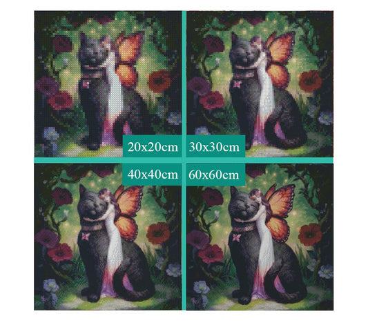 Amazello home decor 5D Diamond Painting Flower Fairy and Cat