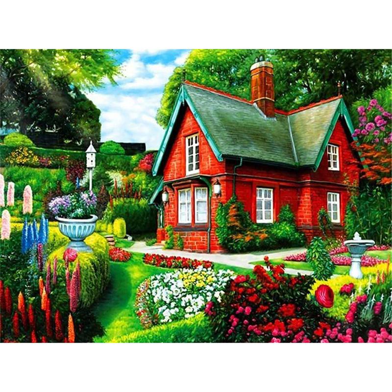 Amazello home decor 5D Diamond Painting Garden Cottage