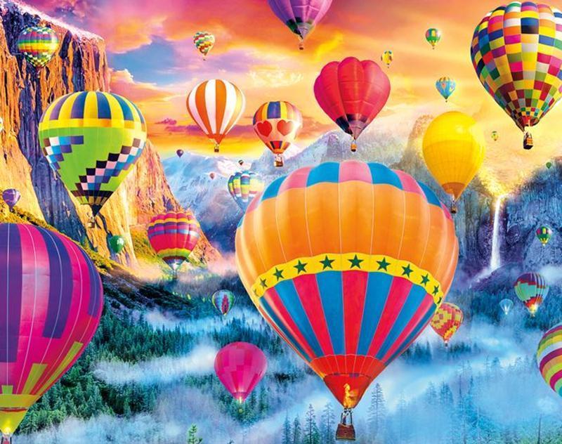 Amazello home decor 5D Diamond Painting Hot Air Balloon Ride