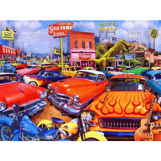 Amazello arts and crafts kit Square Drill 30x20cm 5D Diamond Painting Hot Rods