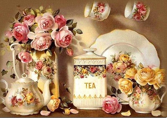 Amazello home decor 5D Diamond Painting Kitchen Flowers