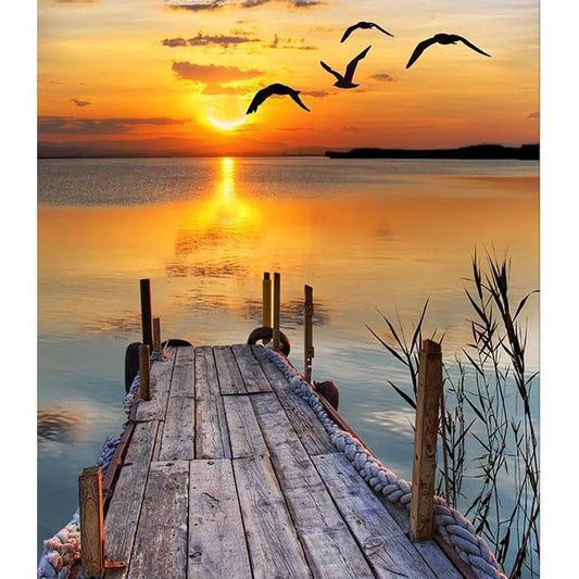 Amazello Art & Craft Kits 5D Diamond Painting Lake Sunset