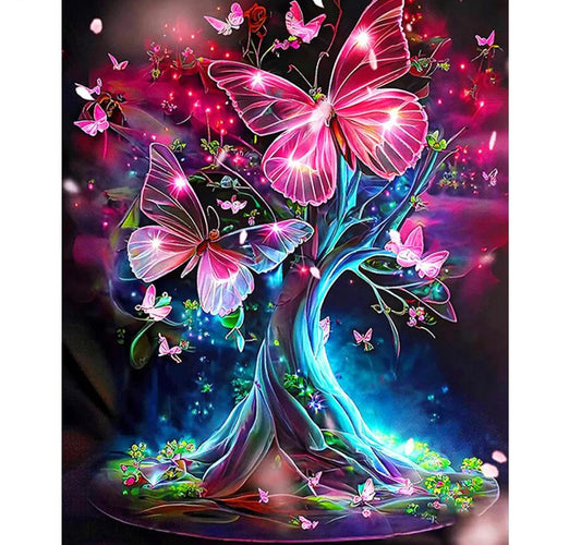 Amazello Art & Craft Kits Square Drill 20x30cm 5D Diamond Painting Magical Butterflies Fantasy