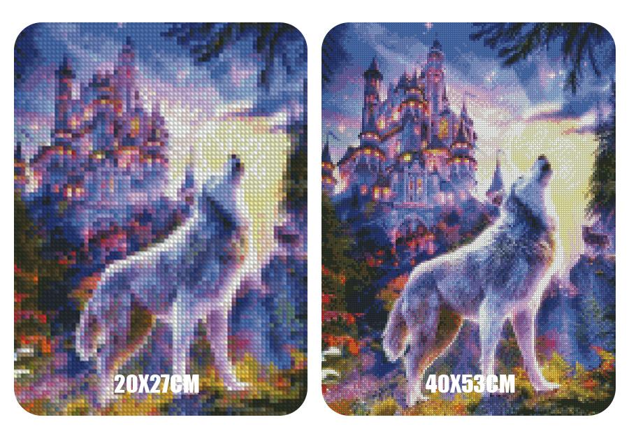 Amazello home decor 5D Diamond Painting Magical Wolf Howling