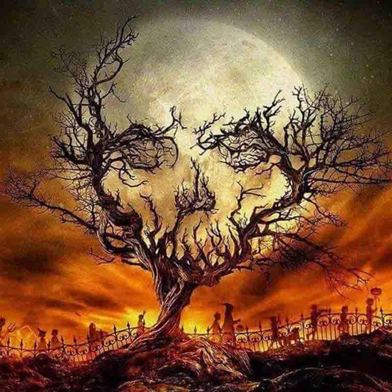 Amazello home decor 5D Diamond Painting Moonlight Skull