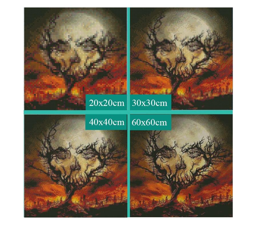 Amazello home decor 5D Diamond Painting Moonlight Skull