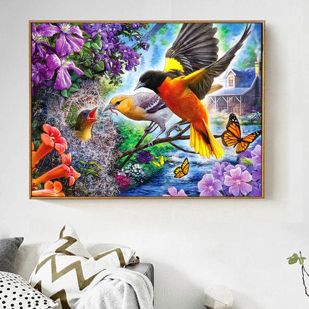 Amazello decoration 5D Diamond Painting Orioles Feeding the Baby