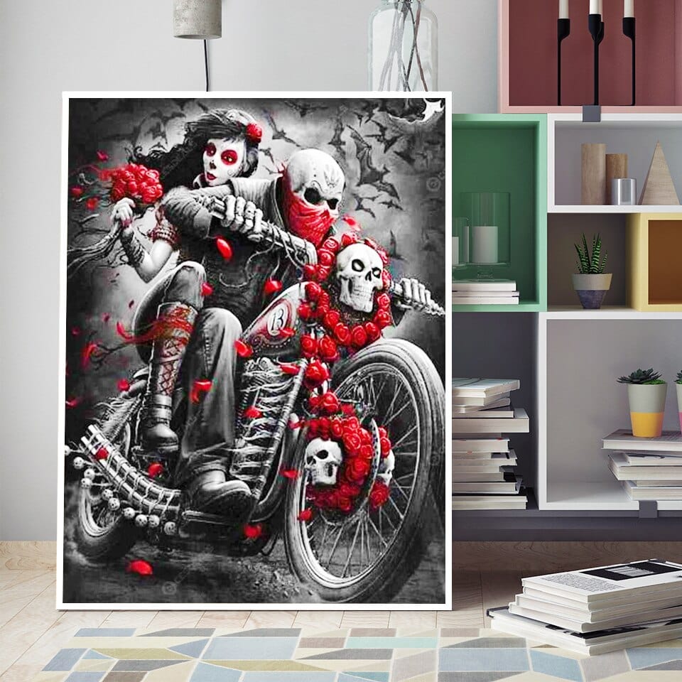 Amazello decoration 5D Diamond Painting Riding with Death ** Round Drills Only**