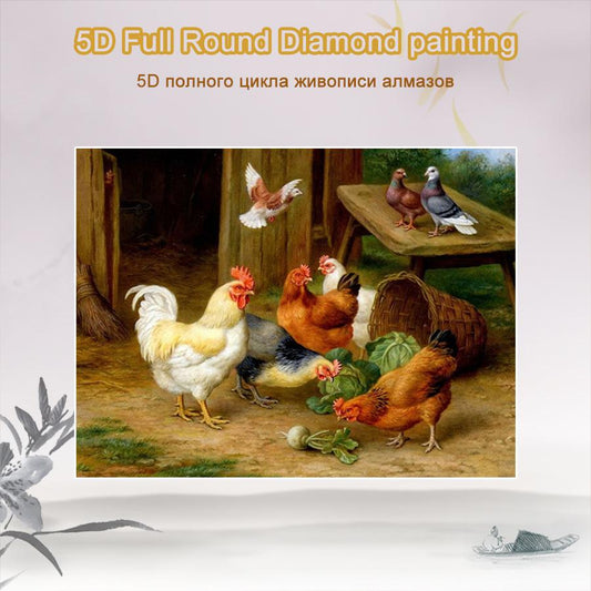 Amazello decoration 5D Diamond Painting Roosters **round drill only**