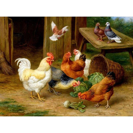 Amazello decoration 5D Diamond Painting Roosters **round drill only**