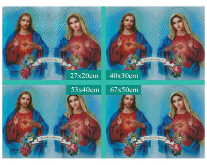 Amazello home decor 5D Diamond Painting Sacred Heart of Jesus and Immaculate Heart of Mary
