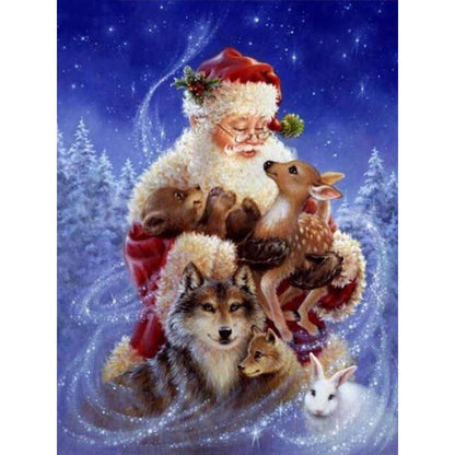 Amazello home decor 5D Diamond Painting Santa Claus and the Animals