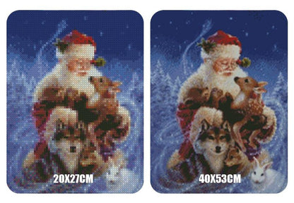 Amazello home decor 5D Diamond Painting Santa Claus and the Animals