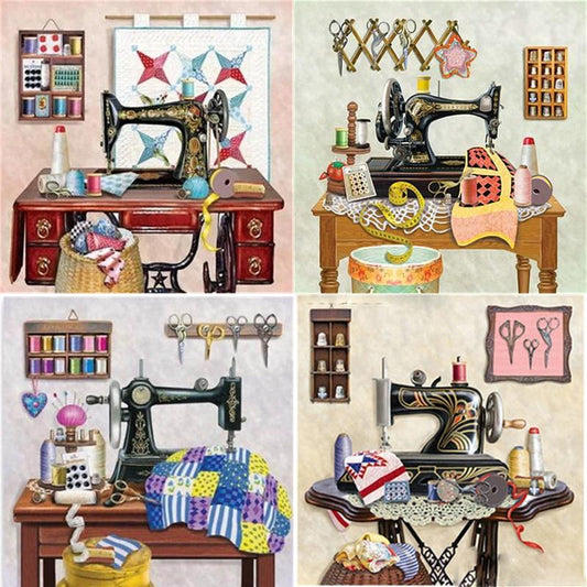 Amazello home decor 5D Diamond Painting Sewing Machine Mini Collection