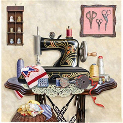 Amazello home decor D / Round drill 20X20cm 5D Diamond Painting Sewing Machine Mini Collection
