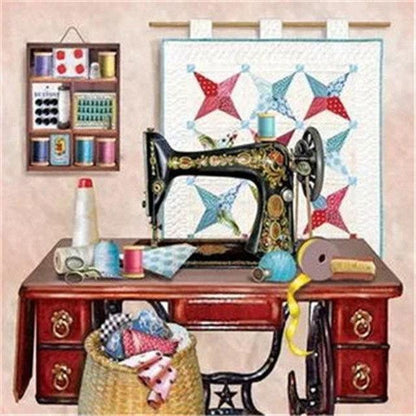 Amazello home decor A / Round drill 20X20cm 5D Diamond Painting Sewing Machine Mini Collection