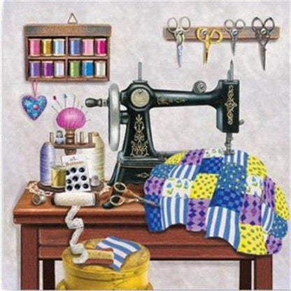 Amazello home decor C / Round drill 20X20cm 5D Diamond Painting Sewing Machine Mini Collection
