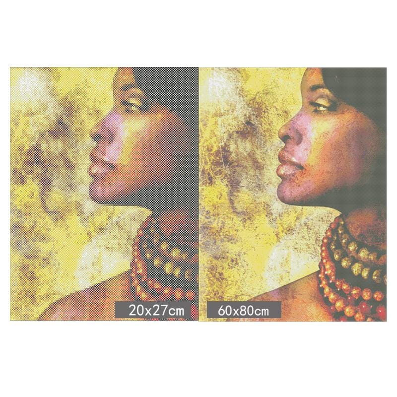 Amazello decoration 5D Diamond Painting Side Profile African woman **Round Drills Only**